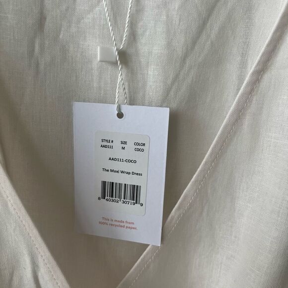 Andie The Maxi Wrap Dress Linen‎ Coconut Women's Size Medium Summer Vacation NWT - Picture 11 of 13